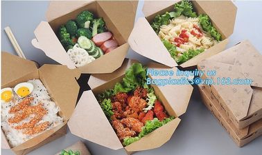 High Quality Custom PE Coated Disposable Kraft Paper Lunch Box,Rectangle Folding Take Away Boxes/Lunch Box/Kraft Paper F supplier