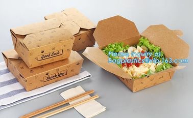 High Quality Custom PE Coated Disposable Kraft Paper Lunch Box,Rectangle Folding Take Away Boxes/Lunch Box/Kraft Paper F supplier