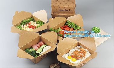 High Quality Custom PE Coated Disposable Kraft Paper Lunch Box,Rectangle Folding Take Away Boxes/Lunch Box/Kraft Paper F supplier