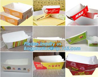 Boat box, fast food boat tray,disposable take out brown kraft paper food lunch box with handle,custom printed disposable supplier