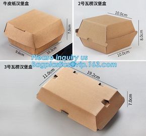 Eco Friendly Kraft Paper Takeaway Box Custom Food Packaging with Handle,Food Grade Paper Packing Burger Box, bagease pac supplier