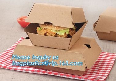 Eco Friendly Kraft Paper Takeaway Box Custom Food Packaging with Handle,Food Grade Paper Packing Burger Box, bagease pac supplier