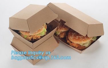 Eco Friendly Kraft Paper Takeaway Box Custom Food Packaging with Handle,Food Grade Paper Packing Burger Box, bagease pac supplier