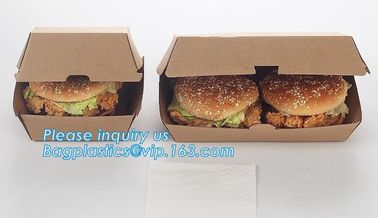 Eco Friendly Kraft Paper Takeaway Box Custom Food Packaging with Handle,Food Grade Paper Packing Burger Box, bagease pac supplier