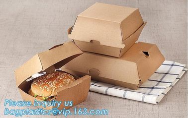 Eco Friendly Kraft Paper Takeaway Box Custom Food Packaging with Handle,Food Grade Paper Packing Burger Box, bagease pac supplier