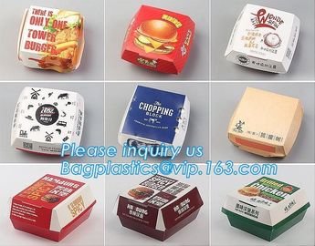 Eco Friendly Kraft Paper Takeaway Box Custom Food Packaging with Handle,Food Grade Paper Packing Burger Box, bagease pac supplier