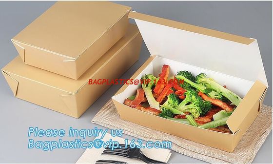 Wholesale disposable takeout food packaging kraft paper lunch box,recycle custom printed disposable quick kraft lunch pa supplier