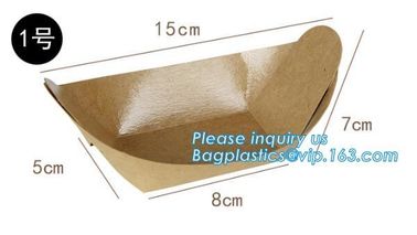 Disposable brown kraft paper boat paper food tray,Latest design food grade cardboard food fold paper boat trays bagease supplier