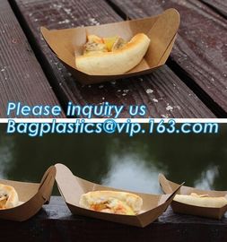 Disposable brown kraft paper boat paper food tray,Latest design food grade cardboard food fold paper boat trays bagease supplier