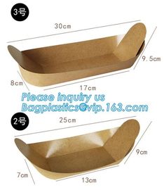 Disposable brown kraft paper boat paper food tray,Latest design food grade cardboard food fold paper boat trays bagease supplier