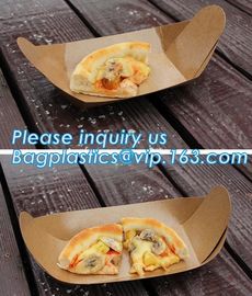 Disposable brown kraft paper boat paper food tray,Latest design food grade cardboard food fold paper boat trays bagease supplier