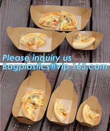 Disposable brown kraft paper boat paper food tray,Latest design food grade cardboard food fold paper boat trays bagease supplier