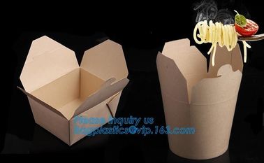 Customized kraft floding lunch takeaway packaging box,Kraft Paper Lunch Box Disposable Salad Box Food takeaway Packaging supplier