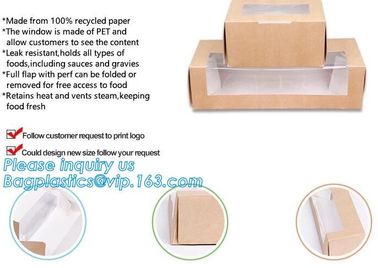 Disposable kraft paper lunch boxes, food grade paper boxes with logo,Disposable Food Kraft Paper Lunch Box bagplastics supplier