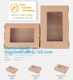 Disposable kraft paper lunch boxes, food grade paper boxes with logo,Disposable Food Kraft Paper Lunch Box bagplastics supplier