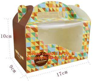 Custom Print Ribbon Packing Cake Box Carton,Food containers cake box clear pet cake box transparent package china online supplier