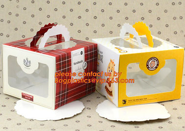 Custom Print Ribbon Packing Cake Box Carton,Food containers cake box clear pet cake box transparent package china online supplier