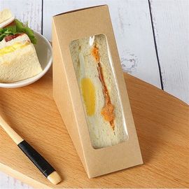 Kraft Triple Sandwich Wedge Box with Window Recyclable Paper Lunch Container Boxes,Promotional Triangle Sandwich Paper B supplier