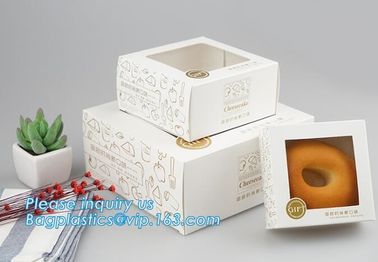 Kraft paper clear window biscuit / cookie / cake box,custom made fancy Luxury cardboard Coated paper cake box wholesale supplier