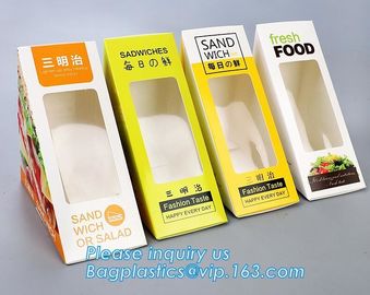 kraft paper sandwich box with window ,triangle sandwich box for packaging,Cardboard Box With Clear Window Burger Sandwic supplier