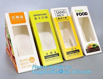 kraft paper sandwich box with window ,triangle sandwich box for packaging,Cardboard Box With Clear Window Burger Sandwic supplier