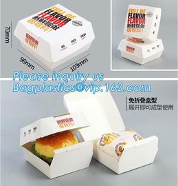 Custom 100% food grade burger box with logo,Food grade good quality cardboard paper box,Disposable plastic package color supplier