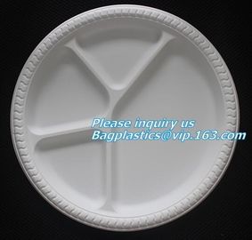 Eco friendly biodegradable sugarcane bagasse tableware sets disposable paper pulp plate 6 inch round disc bagease packag supplier