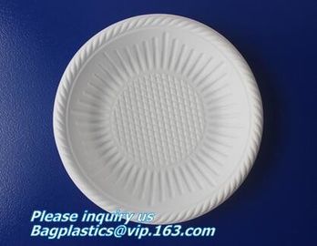 Eco friendly biodegradable sugarcane bagasse tableware sets disposable paper pulp plate 6 inch round disc bagease packag supplier