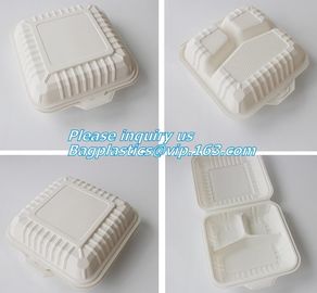 100% Biodegradable sugarcane pulp Lunch disposable Box bagasse food container disposable clamshell lunch box bagease pac supplier