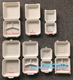 cornstarch eco Green 16oz Food Container Sugarcane Biodegradable Square Disposable Paper Salad Tray/Bowl bagplastics, pa supplier