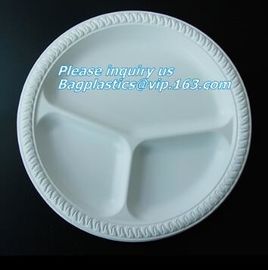 Round 11 inch 4 compartment disposable corn starch plates,3 compartments disposable corn starch plates, corn starch pack supplier