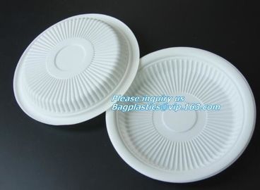 Round 11 inch 4 compartment disposable corn starch plates,3 compartments disposable corn starch plates, corn starch pack supplier