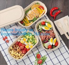 Pulp bowl, sugarcane take away fast food container with Lid,Compostable sugarcane bagasse clamshell food containers pac supplier