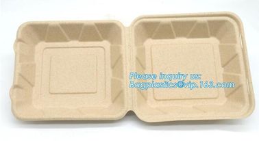 Compartment hinged container sugarcane bassage pulp food serving box 750ml bassage take out container bagplastics packa supplier