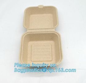 Compartment hinged container sugarcane bassage pulp food serving box 750ml bassage take out container bagplastics packa supplier