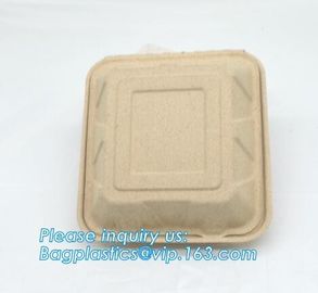 Compartment hinged container sugarcane bassage pulp food serving box 750ml bassage take out container bagplastics packa supplier