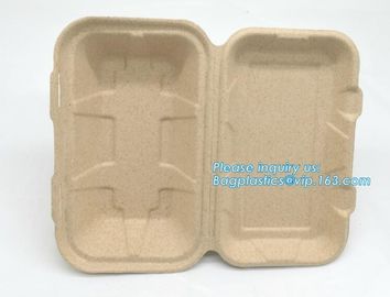 Compartment hinged container sugarcane bassage pulp food serving box 750ml bassage take out container bagplastics packa supplier