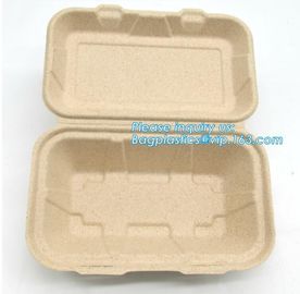 Compartment hinged container sugarcane bassage pulp food serving box 750ml bassage take out container bagplastics packa supplier