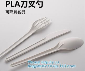 PLA cutlery |knife|fork|spoon,EN13432 certificate PLA Cutlery fork,Disposable and biodegradable PLA tableware,bagease pa supplier