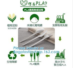 PLA cutlery |knife|fork|spoon,EN13432 certificate PLA Cutlery fork,Disposable and biodegradable PLA tableware,bagease pa supplier