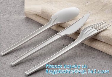 PLA cutlery |knife|fork|spoon,EN13432 certificate PLA Cutlery fork,Disposable and biodegradable PLA tableware,bagease pa supplier