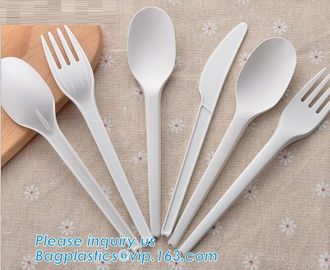 PLA cutlery |knife|fork|spoon,EN13432 certificate PLA Cutlery fork,Disposable and biodegradable PLA tableware,bagease pa supplier