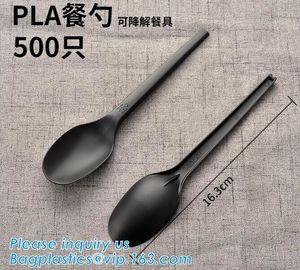 PLA cutlery |knife|fork|spoon,EN13432 certificate PLA Cutlery fork,Disposable and biodegradable PLA tableware,bagease pa supplier