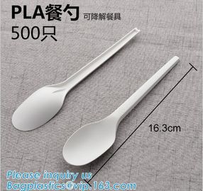 PLA cutlery |knife|fork|spoon,EN13432 certificate PLA Cutlery fork,Disposable and biodegradable PLA tableware,bagease pa supplier