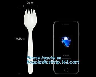 PLA cutlery |knife|fork|spoon,EN13432 certificate PLA Cutlery fork,Disposable and biodegradable PLA tableware,bagease pa supplier