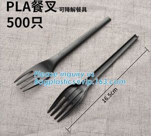 PLA cutlery |knife|fork|spoon,EN13432 certificate PLA Cutlery fork,Disposable and biodegradable PLA tableware,bagease pa supplier