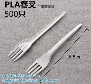 PLA cutlery |knife|fork|spoon,EN13432 certificate PLA Cutlery fork,Disposable and biodegradable PLA tableware,bagease pa supplier