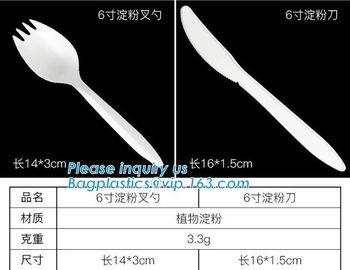 Disposable Biodegradable Corn Starch Fork Knife Spoon / Cutlery for Food,compostable disposable CPLA plastic knife with supplier