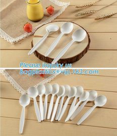 Pink Corn Starch Ice Cream Dessert Spoon,ECO-friendly Corn starch Compostable Spoon,EU style corn starch disposable plas supplier