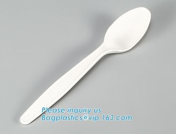 wholesale Biodegradable cPLA plastic white cutlery set,Eco-friendly Disposable Biodegradable Corn Starch Spork-Fork Spoo supplier